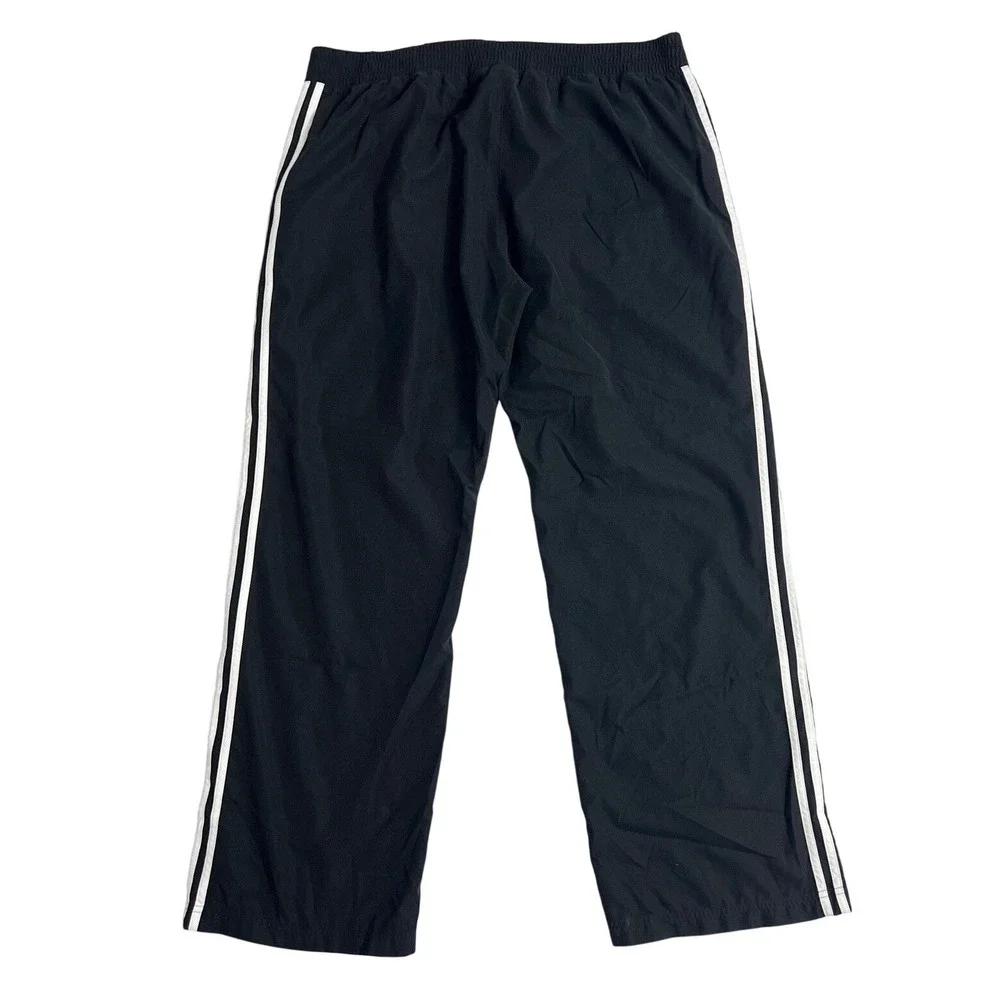 Adidas Vintage Track Pants Men XL Black White Side Stripe Windbreaker Joggers